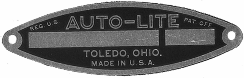 Auto-Lite Brown Oval Plate